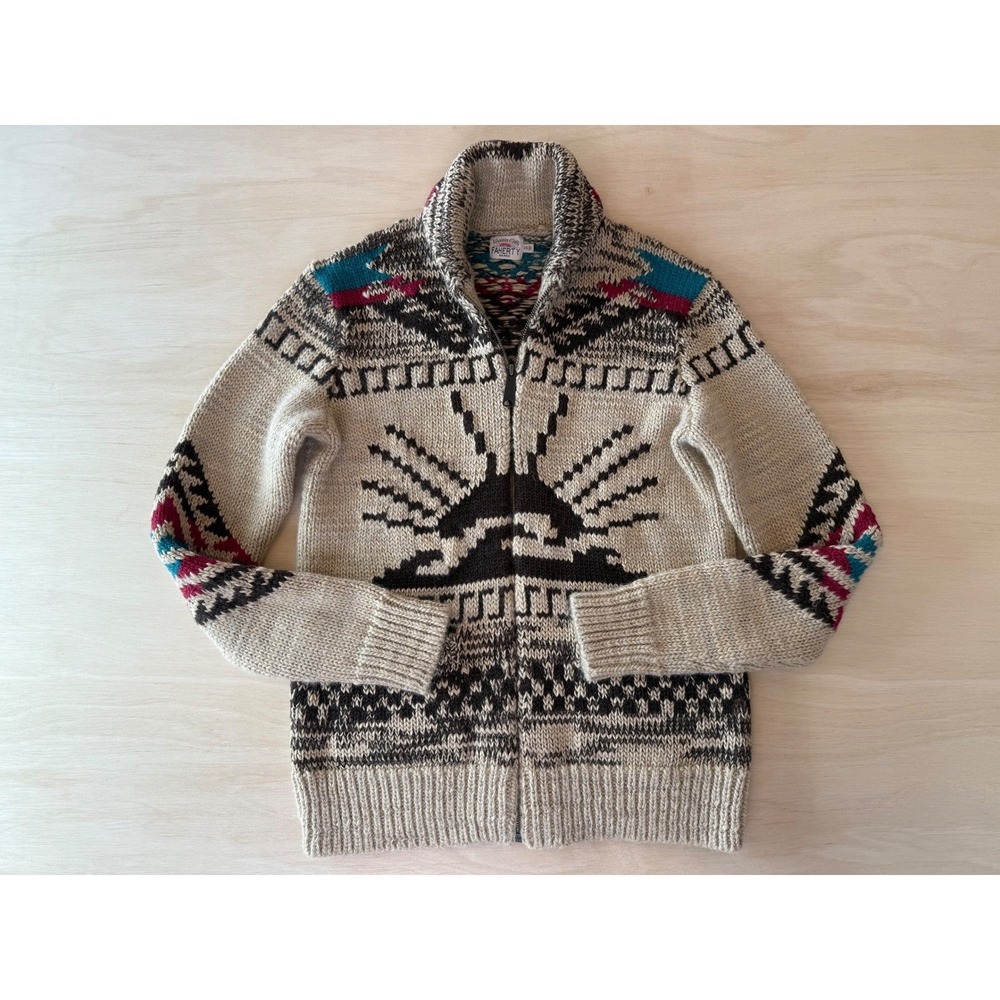 Faherty Mens Sun and Wave Cowichan Full Zip Cardigan Sweater Shawl Collar - XS